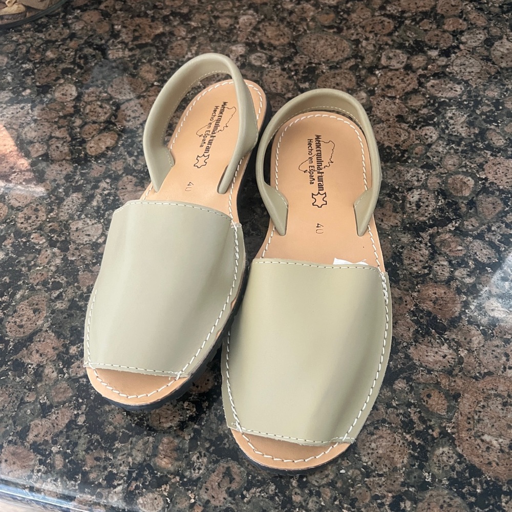 Green Leather Sandals